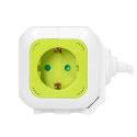 Przedłużacz Kostka 4-krotny(Schuko) z ładowarką 2xUSB 1,4m limonkowy