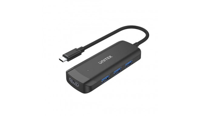 UNITEK uHUB Q4+ USB 3.2 Gen 1 (3.1 Gen 1) Type-C 5000 Mbit/s Black