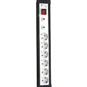 Power Socket - 6 Sockets with Switch Silver Electronics 49646 3680W Black