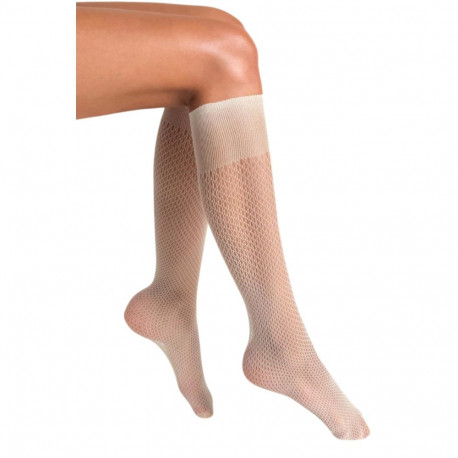 SOKISAHTEL MAGICA kreemjasvalged võrkmustriga põlvikud 444