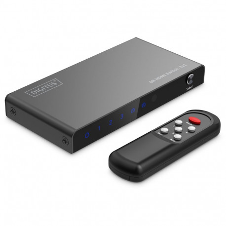 "DIGITUS HDMI Switch. 3x1 8K/60Hz HDR. HDCP 2.3"