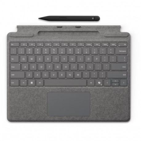 "Microsoft Surface Pro 10/11/FB Keyboard inkl. Pen2 + Copilot Taste - Platin"