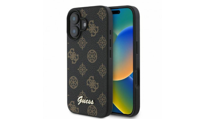 Guess case for iPhone 16 6,1" GUHMP16SPGPYSK black hardcase Peony Script MagSafe