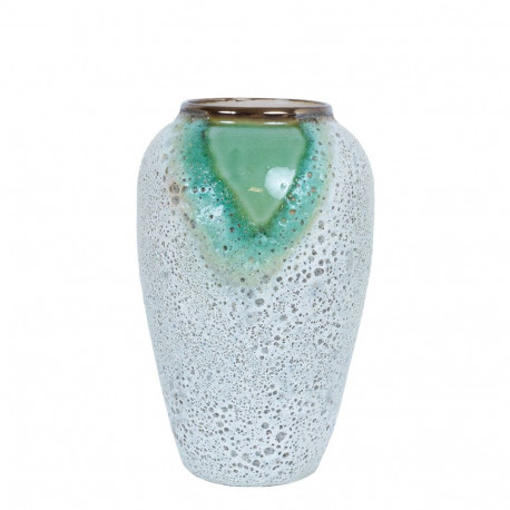 Ceramic vase TITAN STONE H27cm, green/white texture