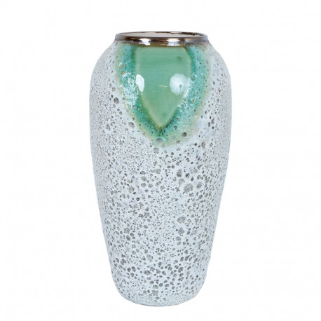 Ceramic vase TITAN STONE H32cm, green/white texture