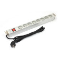 Power Strip PDU 19" Rack, 8x socket type E,1.8m, 1x unischuko plug, 16A, on/off, aluminum