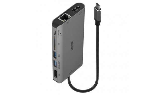 Lindy DST-Mini XT USB-C sülearvuti mini dokk ühe ekraaniga (4K) või kahe ekraaniga (Full HD) ja 100W