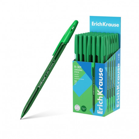 Ballpoint pen ErichKrause R-301 Stick Original 1.0, ink color: green (box 50 pcs.)