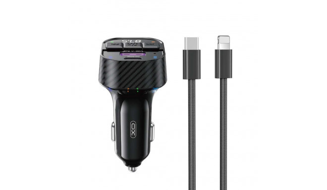 XO transmitter FM BCC17 Bluetooth MP3 car charger 30W black + cable USB-C - Lightning