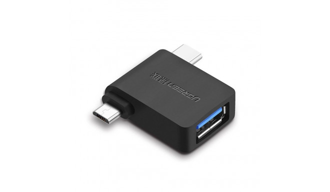 Ugreen 2in1 Adapteris Micro USB spraudnis uz USB Type C spraudnis uz USB 3.0 ligzda Melns