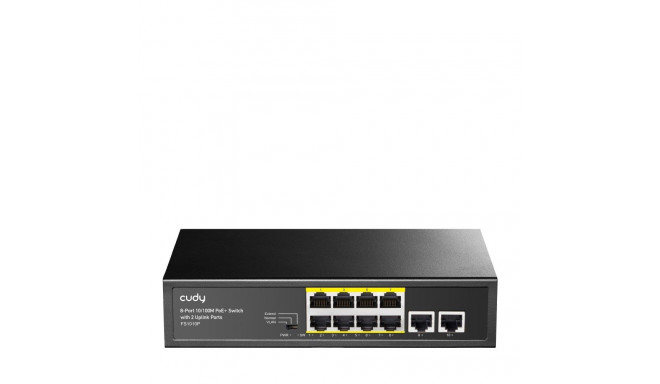 Cudy FS1010P võrgulüliti Kiire Ethernet (10/100) Toite üle Etherneti (PoE) Must