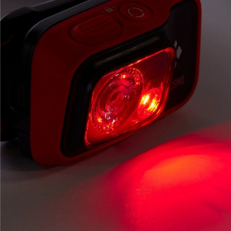 Black Diamond Cosmo 350 must, punane peapael taskulamp