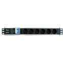 Techly I-CASE STRIP-16SH power distribution unit (PDU) 6 AC outlet(s) 1.5U Black, Silver