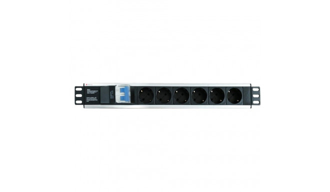 Techly I-CASE STRIP-16SH toitejaotur 6 AC pistikupesa 1.5U must, hõbedane