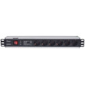 Intellinet 19" 1.5U Rackmount 6-Way Power Strip - German Type", With On/Off Switch and Surge Protect