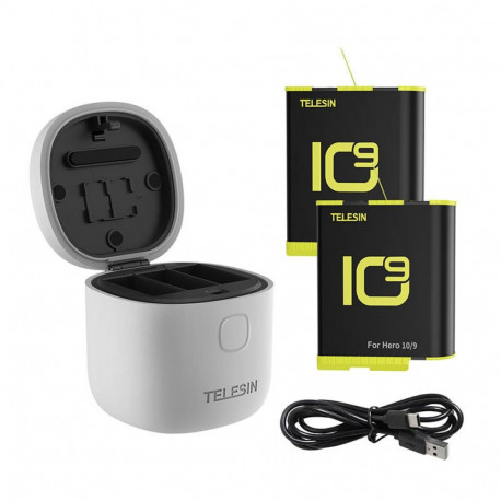 Allin box Telesin waterproof three-channel charger + 2 batteries for GoPro Hero 12 / Hero 11 / Hero