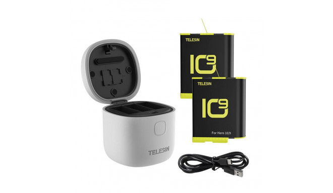 Allin box Telesin waterproof three-channel charger + 2 batteries for GoPro Hero 12 / Hero 11 / Hero 