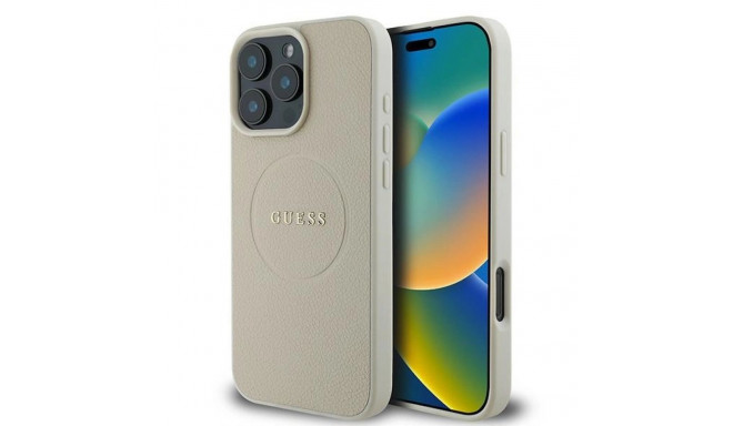 Guess Grained Ring MagSafe case for iPhone 16 Pro - beige