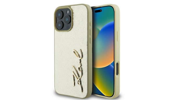 Karl Lagerfeld Metal Signature iPhone 16 Pro Case - Gold