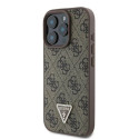 Guess Leather 4G Triangle Strass MagSafe Case for iPhone 16 Pro - Brown
