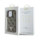 Guess Leather 4G Triangle Strass MagSafe Case for iPhone 16 Pro - Brown