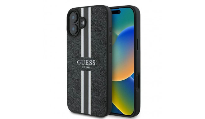 Guess 4G Printed Stripes MagSafe case for iPhone 16 Plus - black