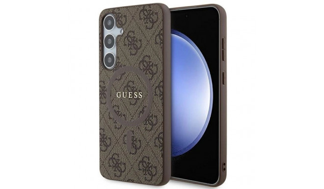 Guess 4G Collection Leather Metal Logo MagSafe case for Samsung Galaxy S24+ - brown