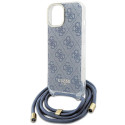 Guess Crossbody Cord 4G Print Case for iPhone 15/14/13 - Blue
