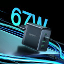 Joyroom GaN charger 67W 4 ports (2x USB, 2x USB C) black (TCG02) + USB C - USB C cable 100W 1.2m
