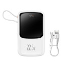 Baseus Qpow power bank 10000mAh built-in USB Type-C cable 22.5W Quick Charge SCP AFC FCP white (PPQD