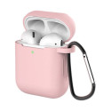 Case for AirPods 2 / AirPods 1 silicone soft case for headphones + keychain carabiner pendant pink (