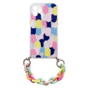 Color Chain Case gel flexible elastic case cover with a chain pendant for Samsung Galaxy S21 5G mult