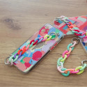 Color Chain Case gel flexible elastic case cover with a chain pendant for Samsung Galaxy S21 5G mult