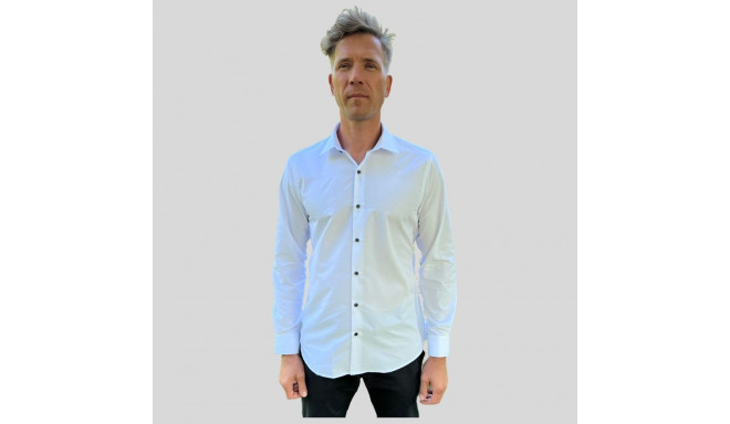Meeste triiksärk valge, regular fit, XL / 44  tumedad nööbid