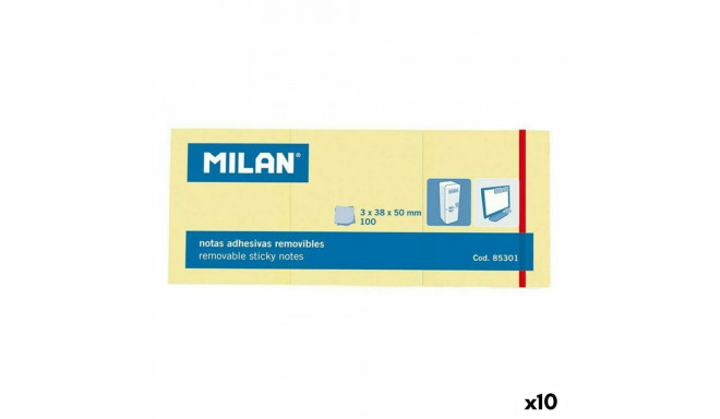 Kleepuvad Märkmepaberid Milan 3 in 1 Kollane 38 x 50 mm (10 Ühikut)