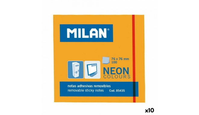 Kleepuvad Märkmepaberid Milan Oranž 76 x 76 mm (10 Ühikut)
