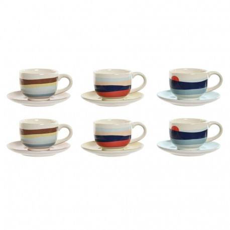 Set Šalica za Kavu Home ESPRIT Kollane Sinine Roheline Lillla Metall Dolomite 180 ml