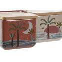 Salt Shaker with Lid Home ESPRIT Beige Pink Terracotta Lilac Bamboo 750 ml 14 x 12,5 x 12 cm (2 Unit