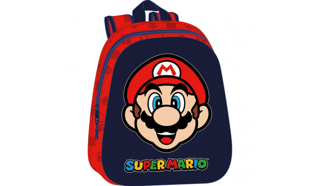 3D Child bag Super Mario Red Navy Blue 27 x 33 x 10 cm