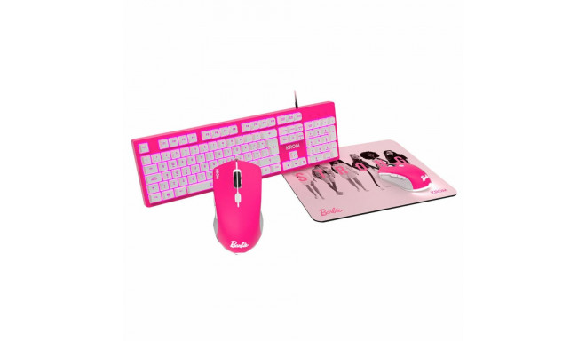 Klaviatuur Mänguri Hiirega Krom KANDY BARBIE Roosa QWERTY