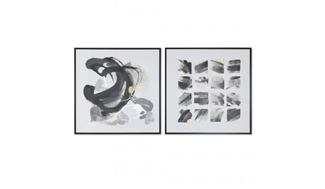 Canvas Home ESPRIT White Black polystyrene Canvas Abstract Modern 104 x 4 x 103,5 cm (2 Units)