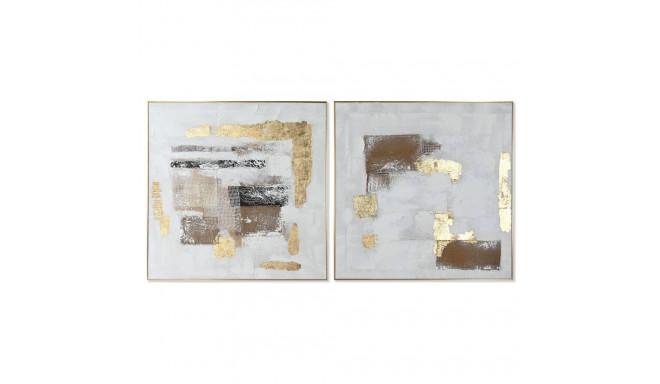 Canvas Home ESPRIT White Golden polystyrene Canvas Abstract 101,5 x 4 x 101,5 cm (2 Units)