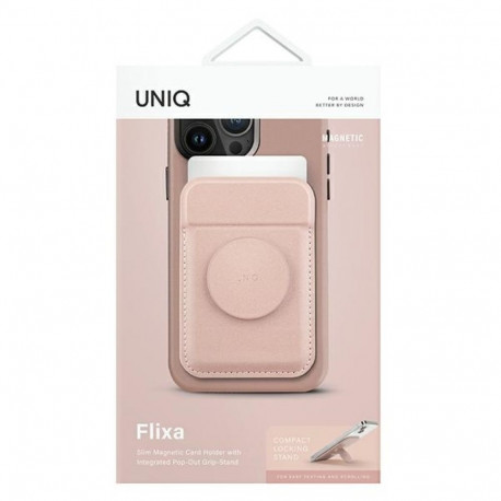 uniq flixa magnetiline kaarditasku alusega roosa/blush pink magsafe