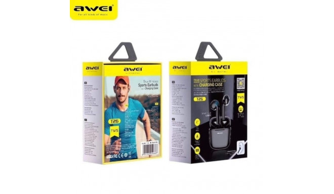 AWEI Bluetooth 5.0 T26 TWS kõrvaklapid + laadimisjaam must/must