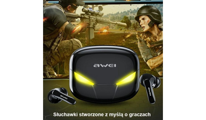 AWEI Bluetooth 5.0 T35 TWS kõrvaklapid + dokkimisjaam mängimiseks must/must
