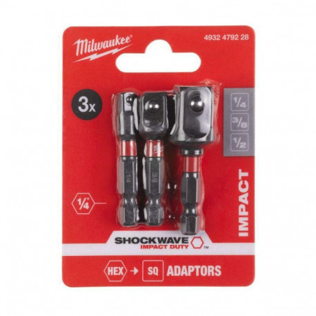 MILWAUKEE IMPACT SOCKET ADAPTER SET 3 pcs.