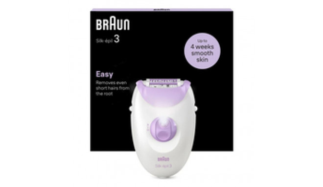 BRAUN Epilator  SE3-000 Silk epil 3  Number of power levels 2  White/Purple