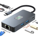 TB USB C Adapter 7in1 HDMI USB SD/TF RJ45 P