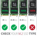 EEM2-GTS2 USB-C enclosu re Gen2 M.2 NVMe/SATA S