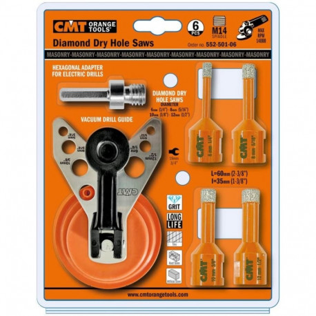 SET 6 PCS W/ 4 BITS FOR GRES S=M14 D=6/8/10/12mm RH +2ACC